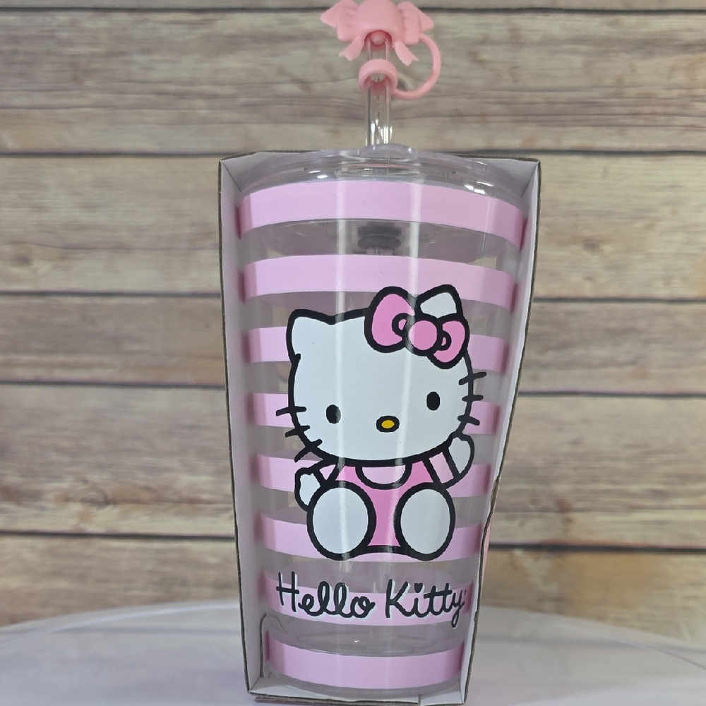 Hello Kitty Glass with Lid and Straw